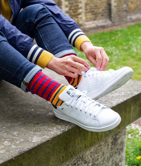 Breton Striped Ribbed Sock - Red/Yellow