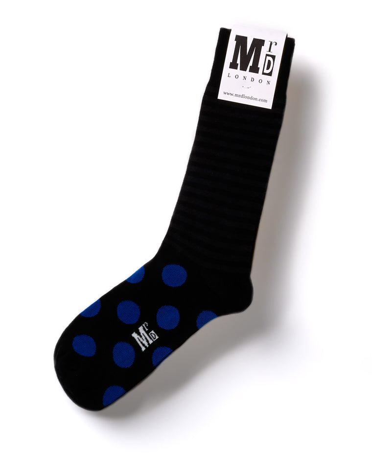 Striped Fine Sock - Black/Blue Stripe