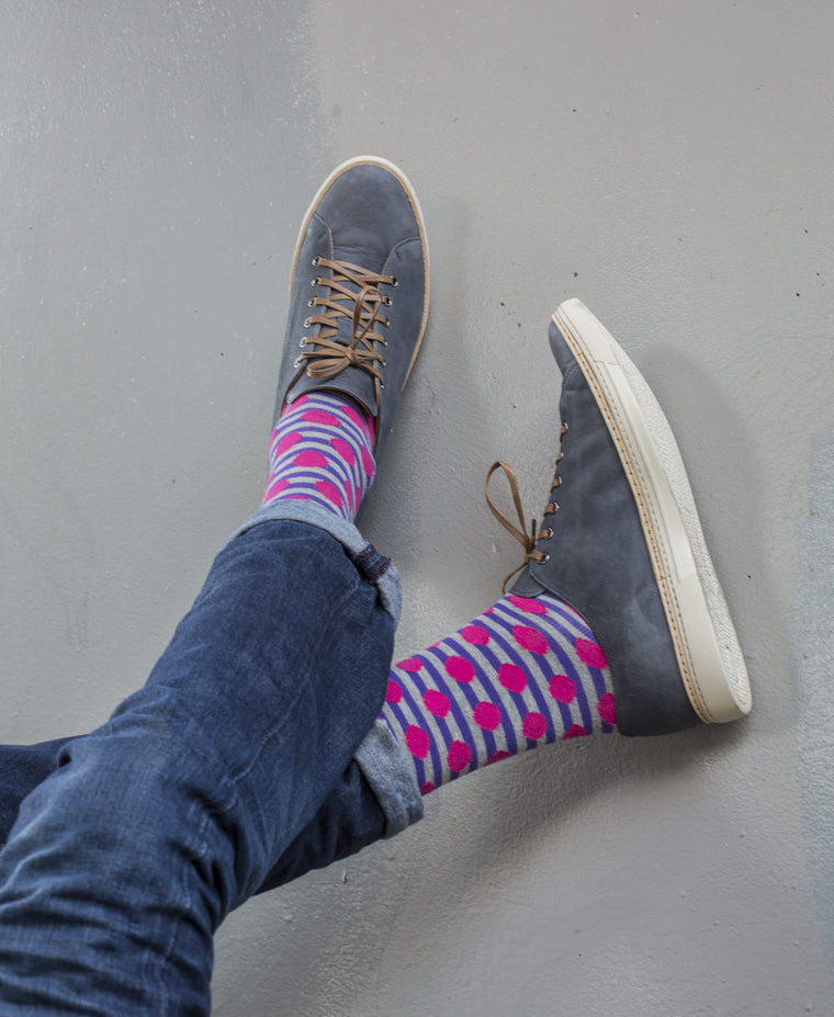 Stripe Spot Fine Sock - Purple/Pink 3