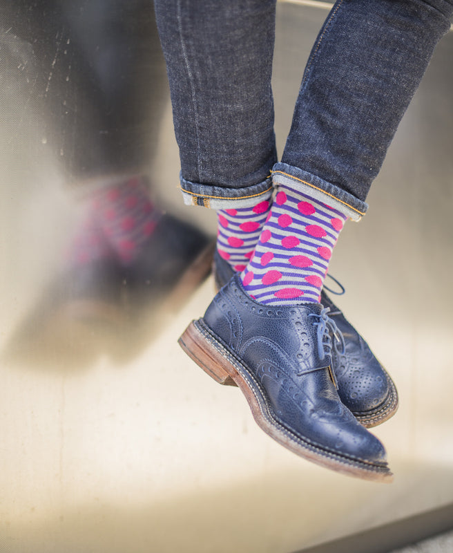 Stripe Spot Fine Sock - Purple/Pink 4