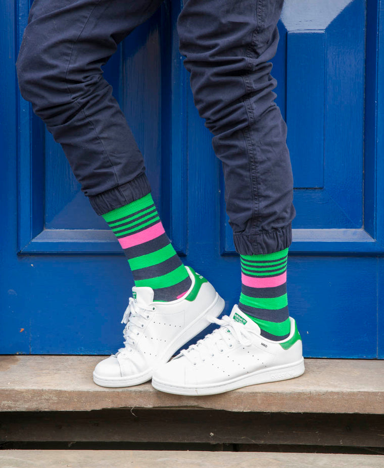 Striped Fine Sock - Green Multi 7