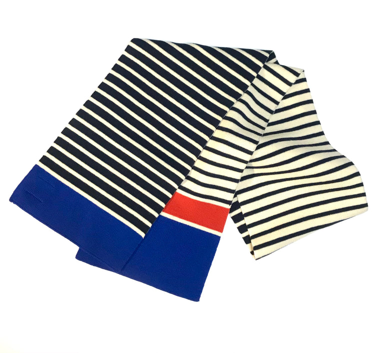 Navy/Ecru Breton Stripe Merino Wool Scarf