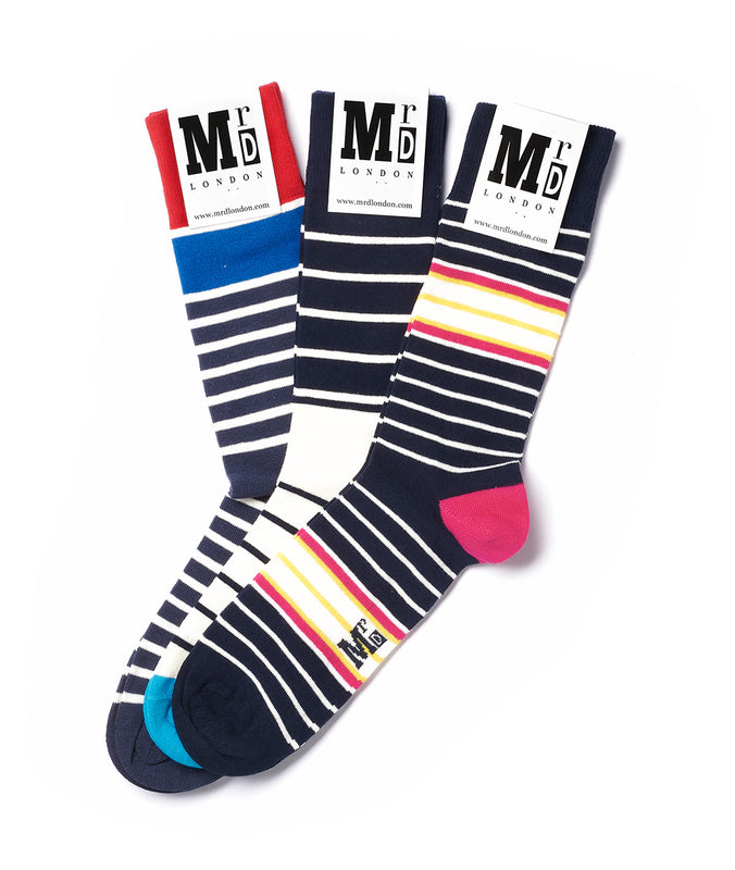 Assorted Breton Stripe Sock Pack - Multi 1