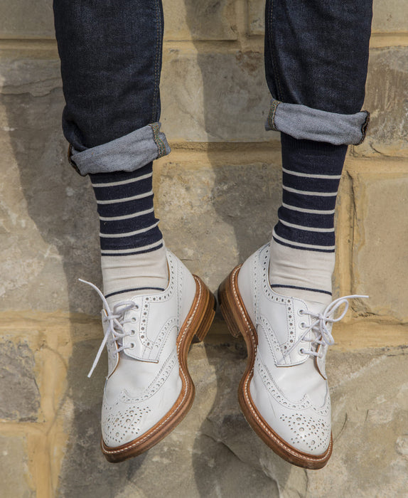 Breton Stripe Fine Sock - Blue/Navy 7
