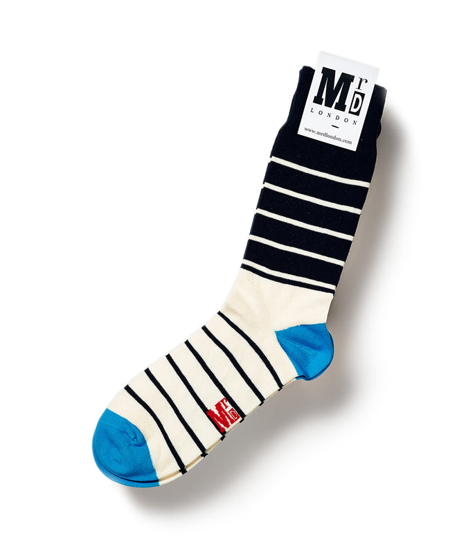 Breton Stripe Fine Sock - Blue/Navy 1