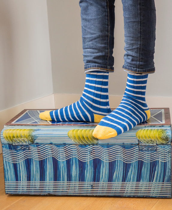 Breton Striped Ribbed Sock - Blue 2