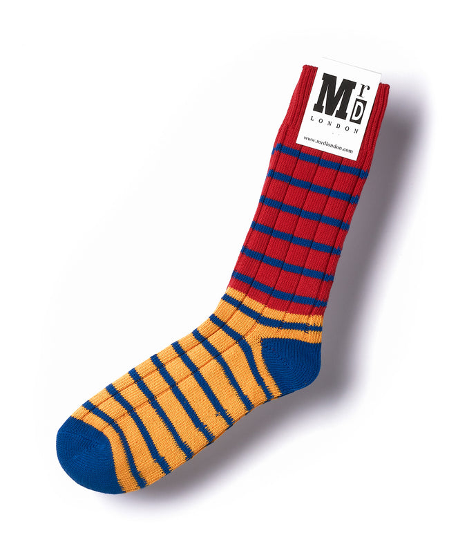 Breton Striped Ribbed Sock - Red/Yellow