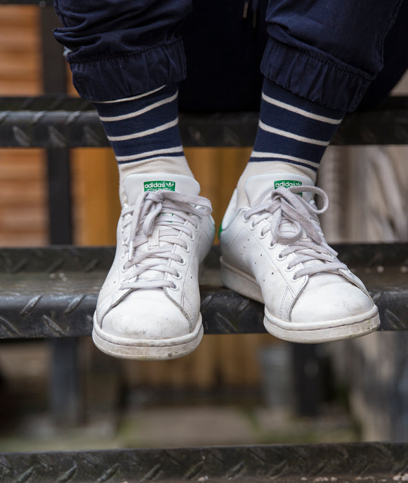 Breton Stripe Fine Sock - Blue/Navy