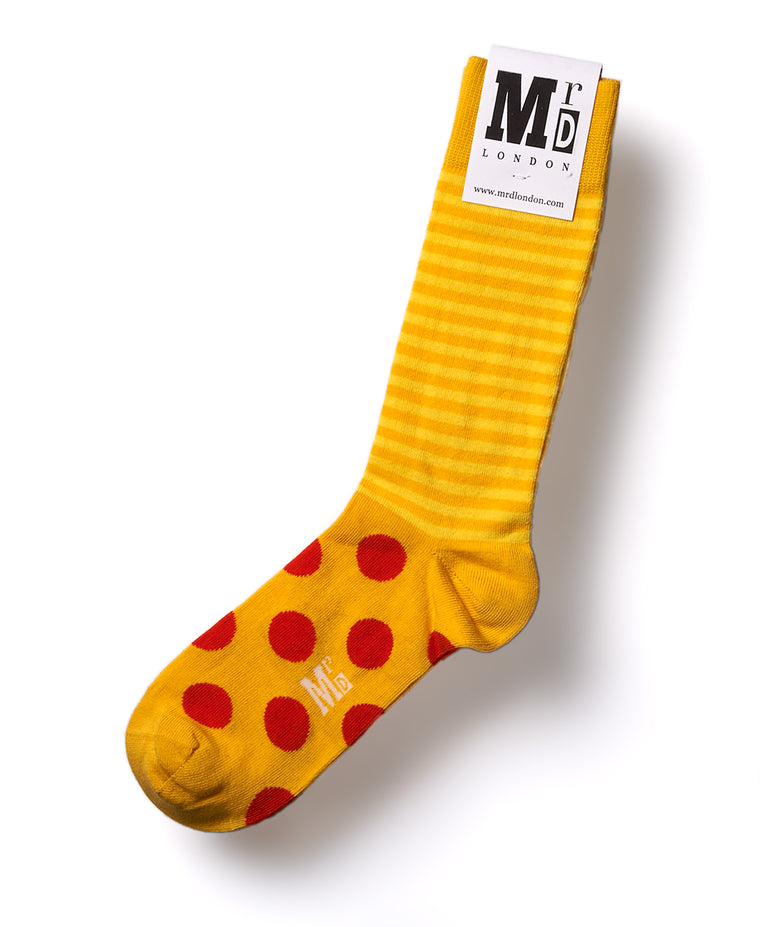 Stripe Spot Fine Sock - Yellow/Orange
