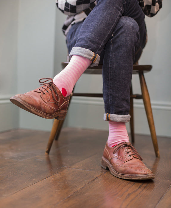Stripe Spot Fine Sock - Pink/Red 5