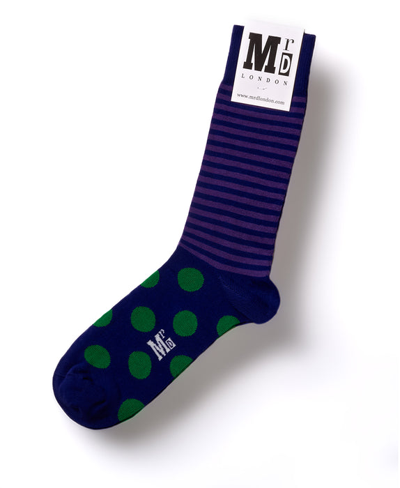 Stripe Spot Fine Sock - Purple/Green 1