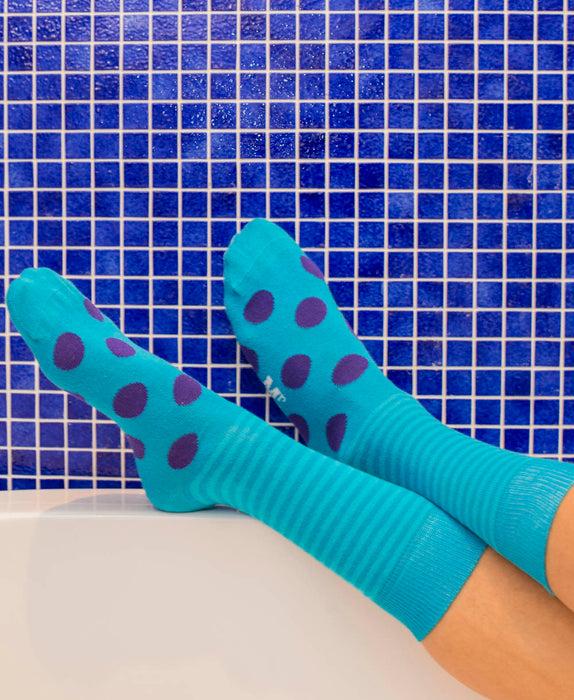 Stripe Spot Fine Sock - Turquoise/Purple 3