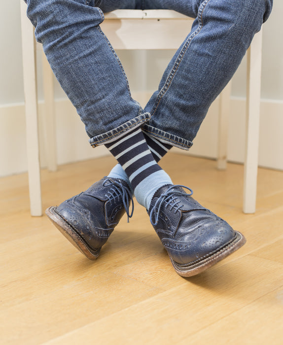 Striped Fine Sock - Graded Blue 3