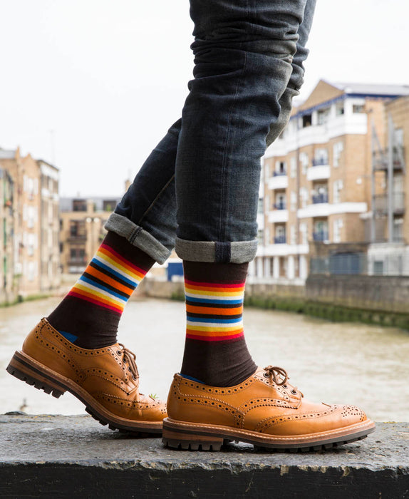 Striped Fine Sock - Sunset Multi 6