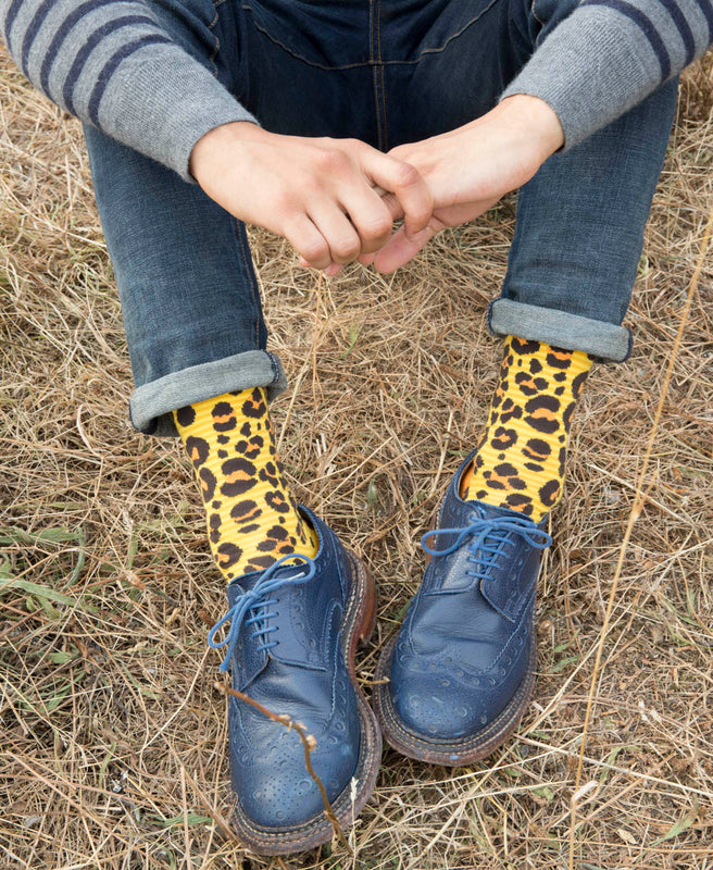 Leopard Spotted Fine Sock - Yellow 10