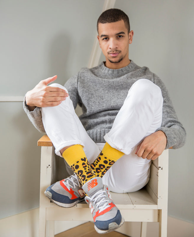 Leopard Spotted Fine Sock - Yellow 11