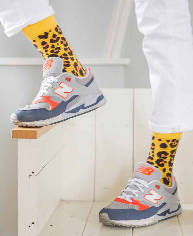 Leopard Spotted Fine Sock - Yellow 8