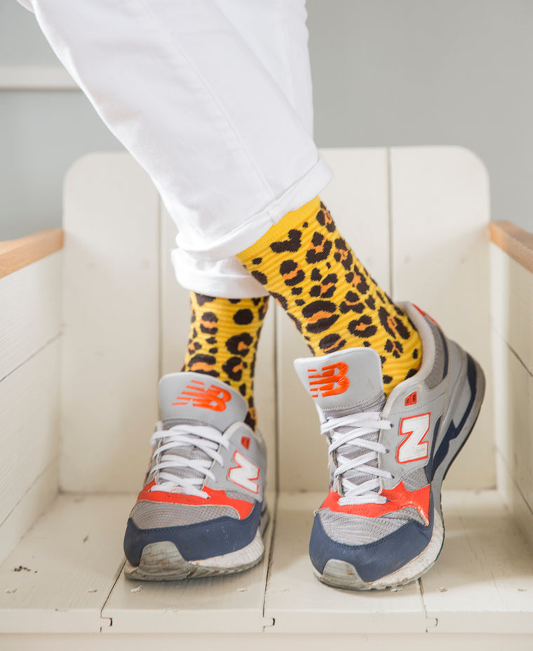 Leopard Spotted Fine Sock - Yellow