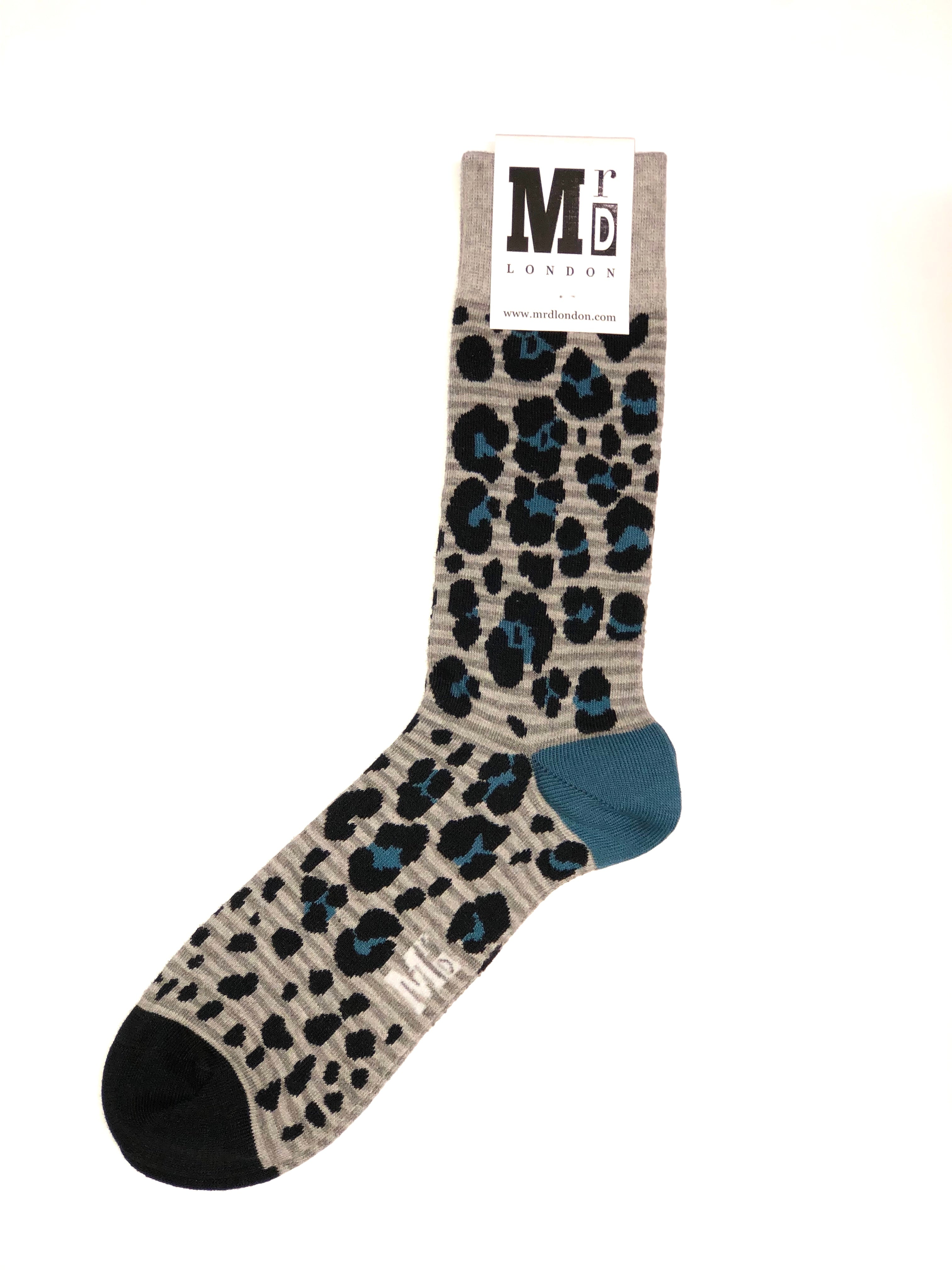 Leopard Spotted Fine Sock - Grey 1