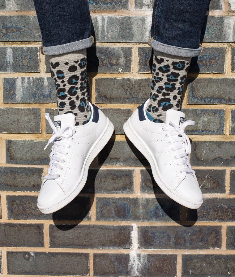 Leopard Spotted Fine Sock - Grey