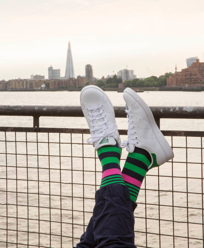 Striped Fine Sock - Green Multi 6