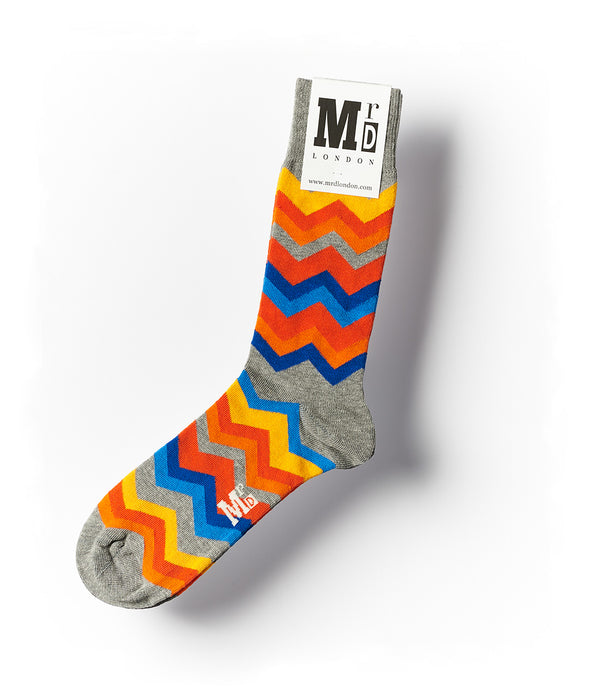 Zig Zag Fine Sock - Grey 1