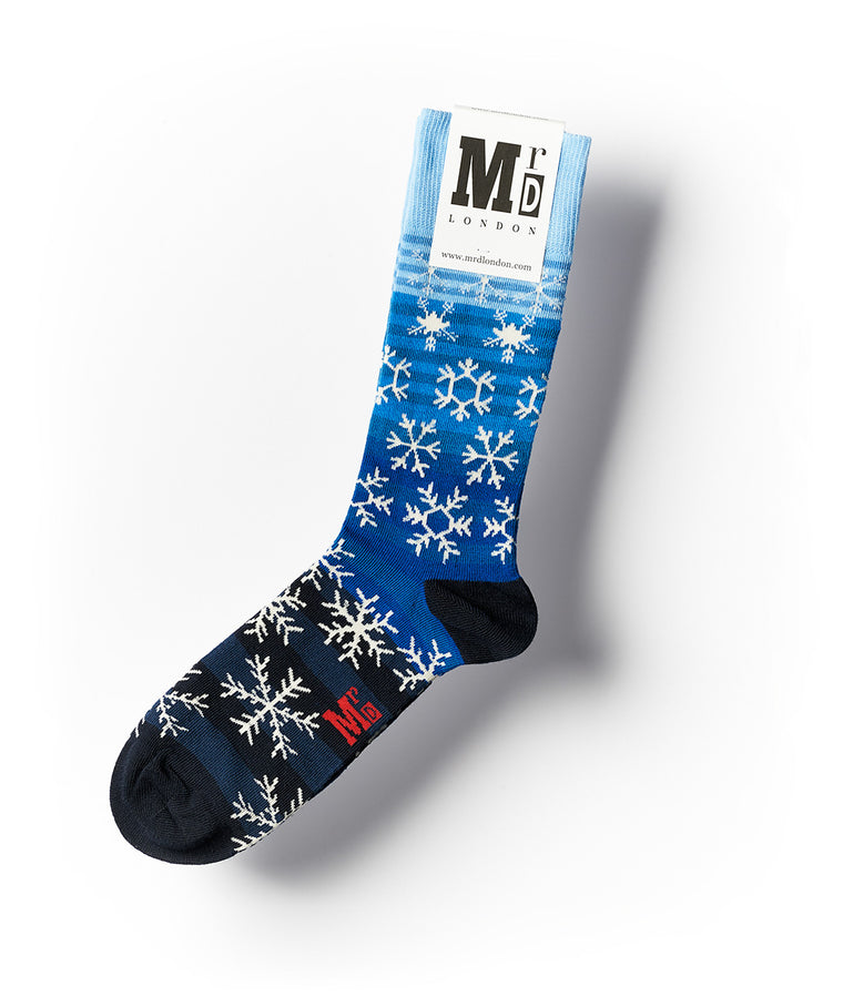 Snowflakes Fine Sock - Blue/White