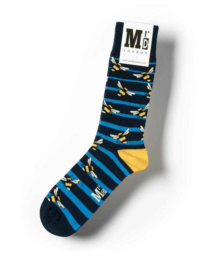 Bees Fine Sock - Navy