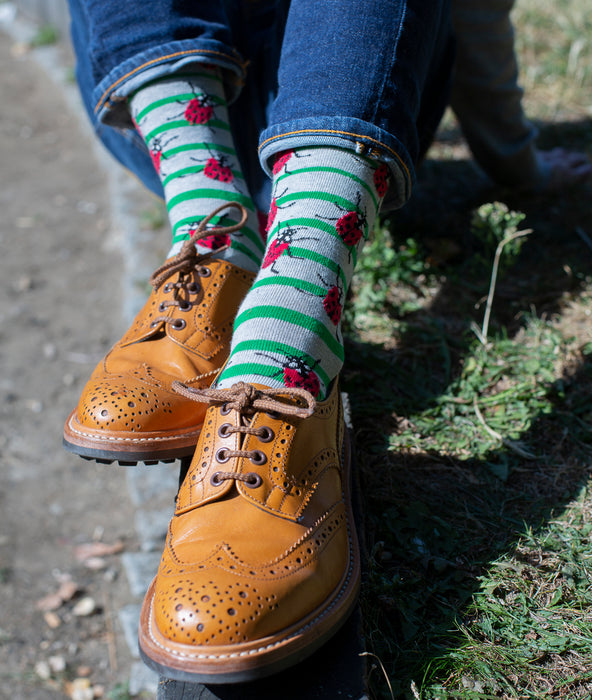 Lady Bugs Fine Sock - Grey