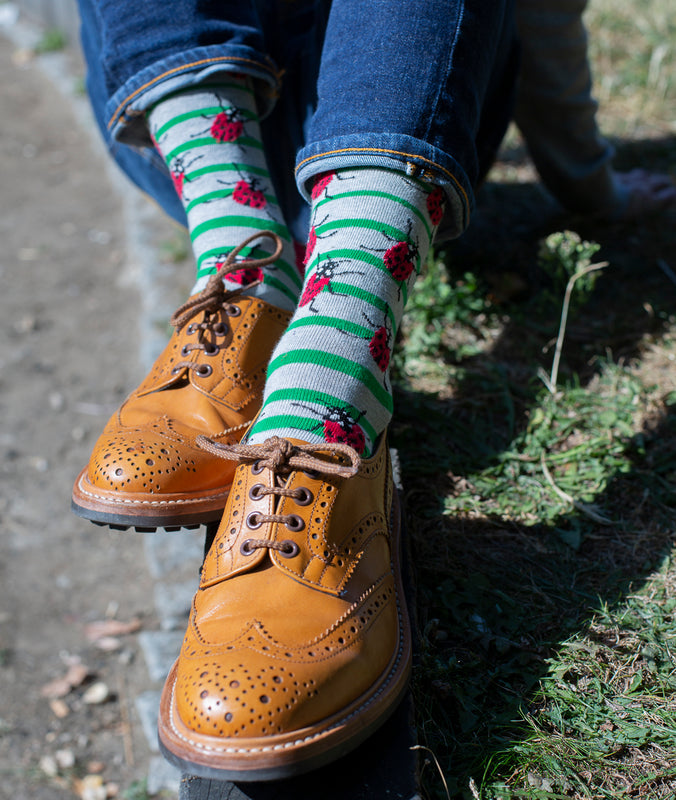 Lady Bugs Fine Sock - Grey