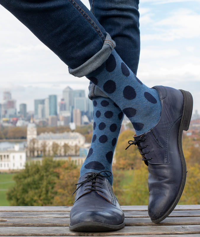 Spots Fine Sock - Indigo