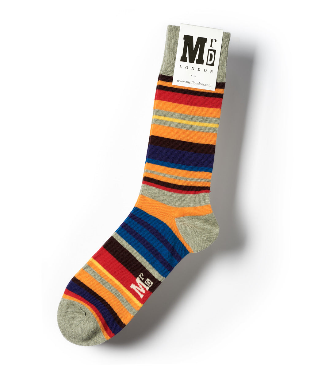Multi Stripe Fine Sock - Grey