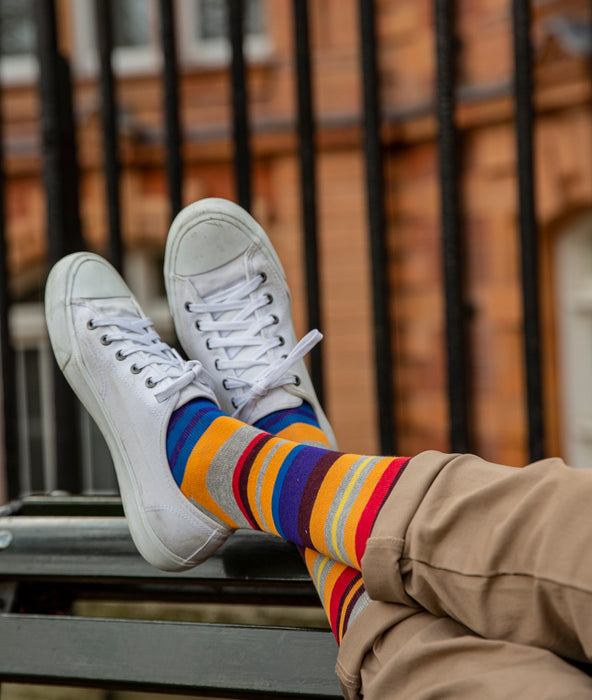 Multi Stripe Fine Sock - Grey