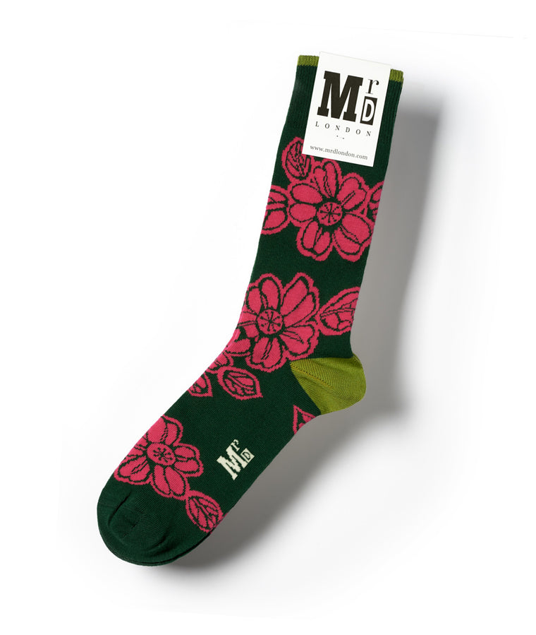 Batik Flower Fine Sock - Green