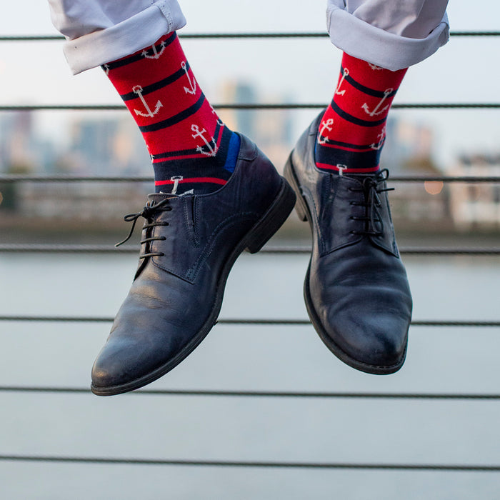 Anchors Fine Sock - Red
