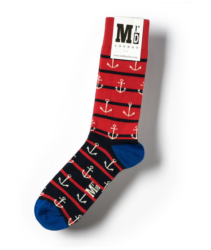 Anchors Fine Sock - Red
