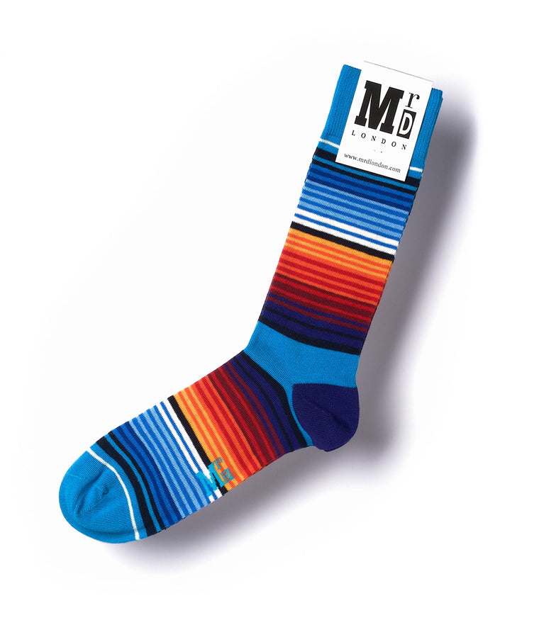 Striped Fine Sock - Blue/Orange