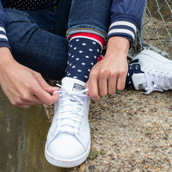 Spotted Fine Sock - Navy/White