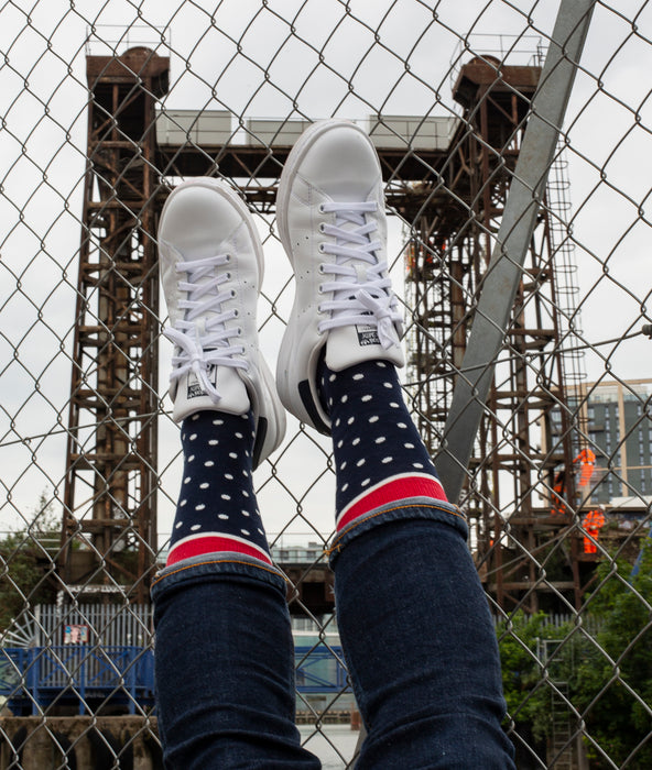 Spotted Fine Sock - Navy/White