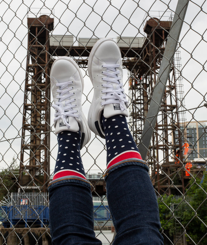 Spotted Fine Sock - Navy/White