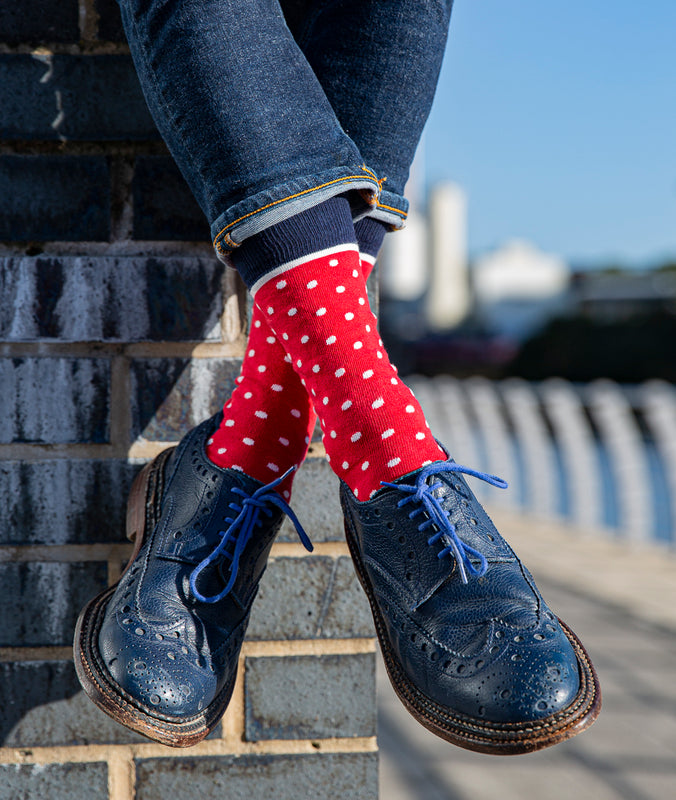 Spotted Fine Sock - Red/White