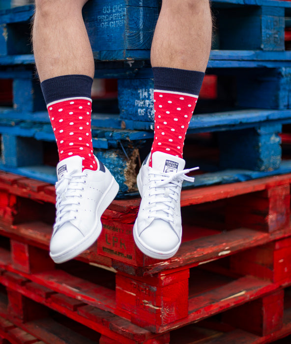 Spotted Fine Sock - Red/White