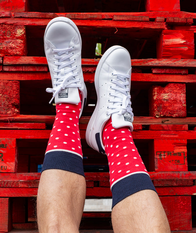 Spotted Fine Sock - Red/White
