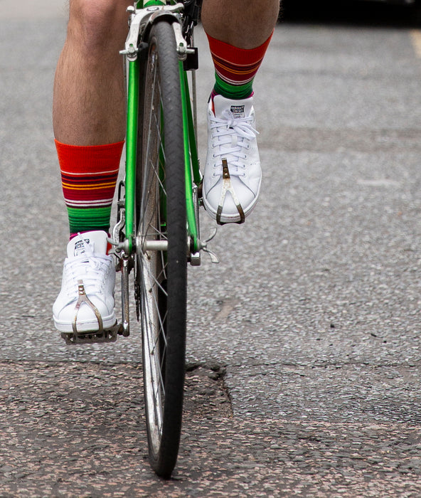 Striped Fine Sock - Orange/Green