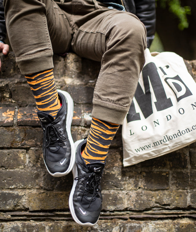 Tiger Stripes Fine Sock - Orange/Black