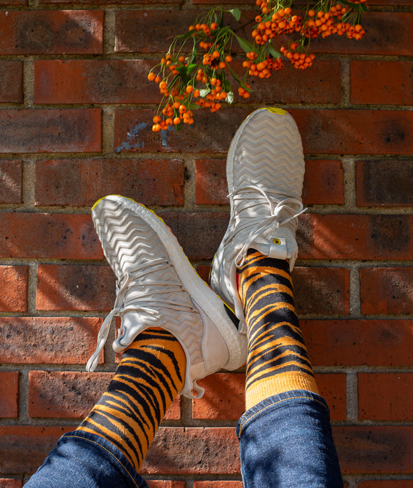 Tiger Stripes Fine Sock - Orange/Black