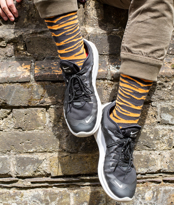 Tiger Stripes Fine Sock - Orange/Black