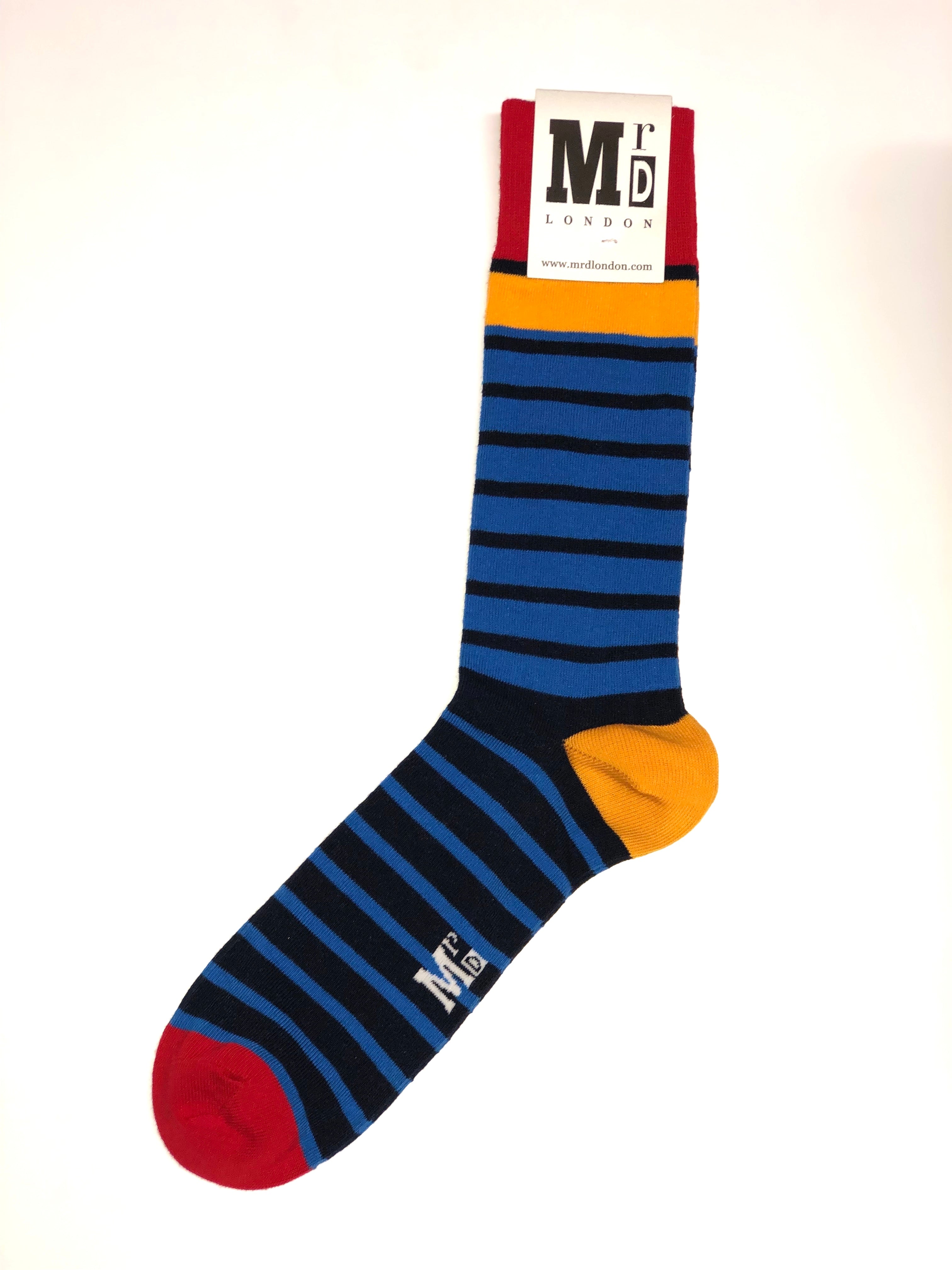 Breton Striped Fine Sock - Blue/Red/Yellow