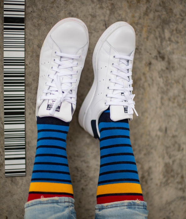 Breton Striped Fine Sock - Blue/Red/Yellow