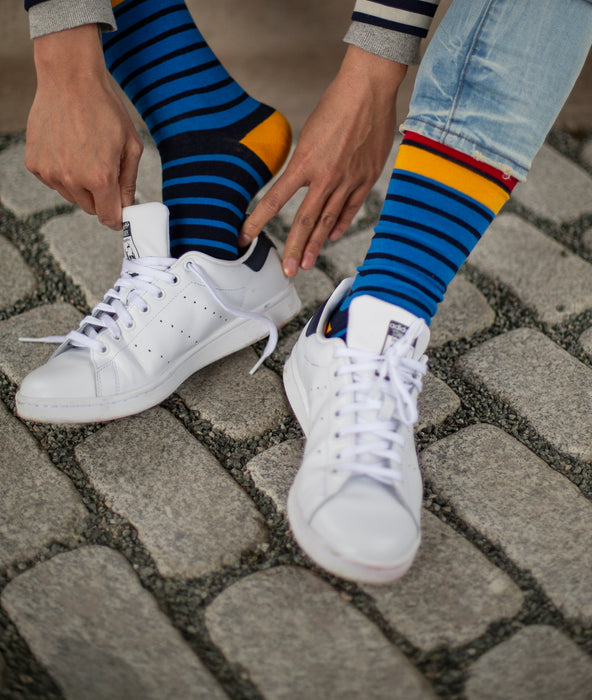 Breton Striped Fine Sock - Blue/Red/Yellow